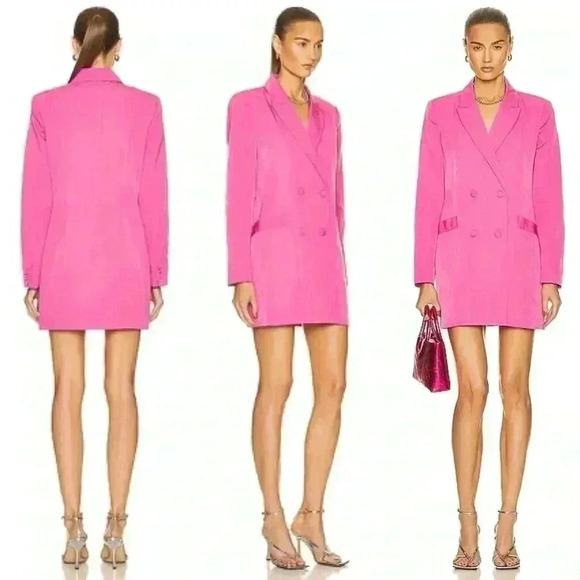 STAUD Hue Moire Mini Blazer Dress Bubblegum Pink Size XS NWT - Picture 1 of 11